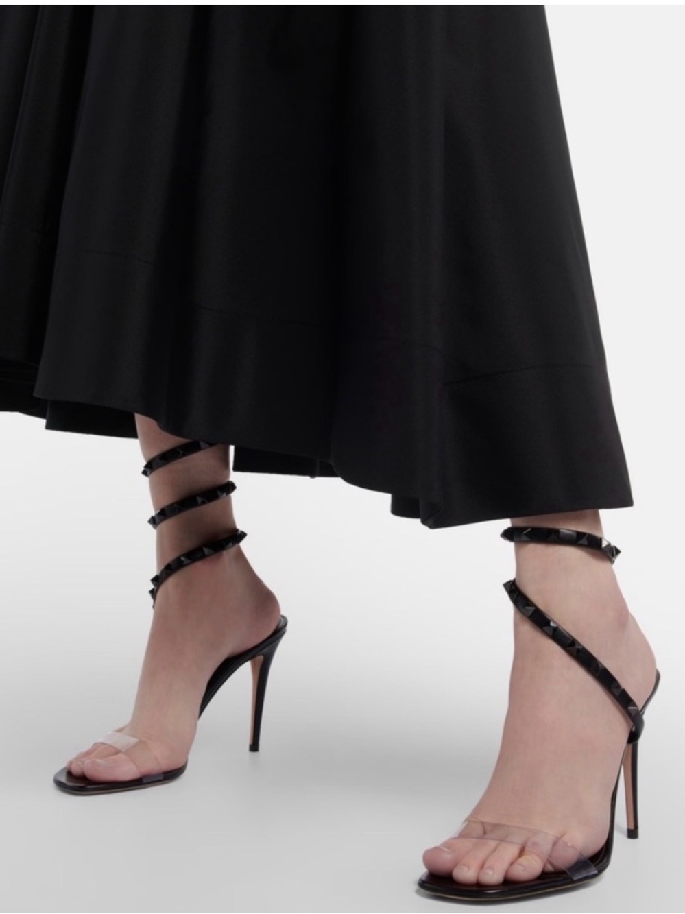 Valentino Black And Transparent Rockstud Wrap Heeled Sandals NEW Size 9.5